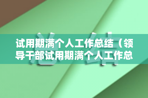 试用期满个人工作总结（领导干部试用期满个人工作总结）