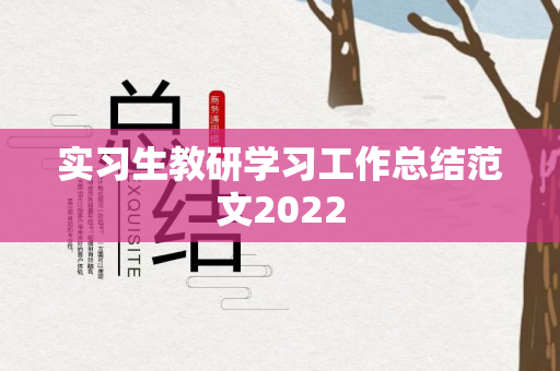 实习生教研学习工作总结范文2022