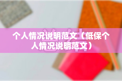 个人情况说明范文（低保个人情况说明范文）