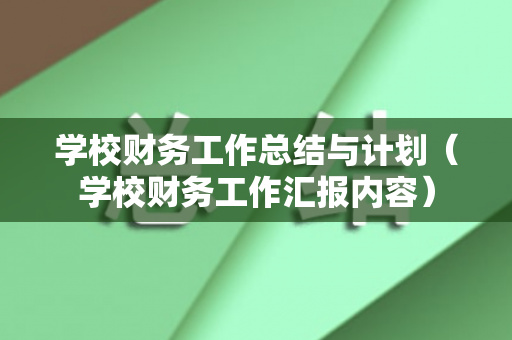 学校财务工作总结与计划（学校财务工作汇报内容）