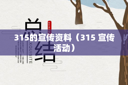 315的宣传资料（315 宣传活动）