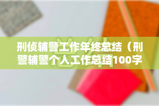 刑侦辅警工作年终总结（刑警辅警个人工作总结100字）