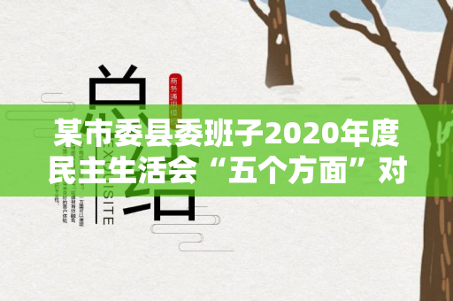 某市委县委班子2020年度民主生活会“五个方面”对照检查材料（某县新一届党政领导班子刚组建完成,一心）