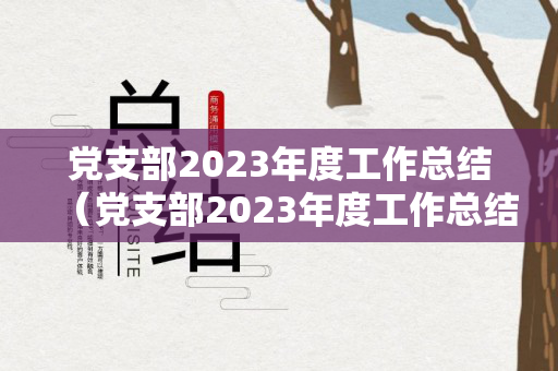 党支部2023年度工作总结（党支部2023年度工作总结会）