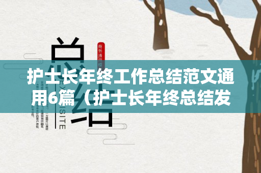 护士长年终工作总结范文通用6篇（护士长年终总结发言稿3分钟）