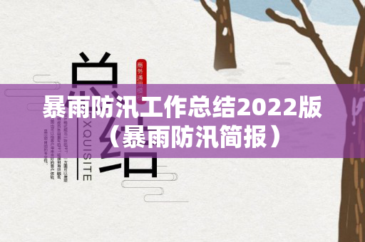暴雨防汛工作总结2022版（暴雨防汛简报）